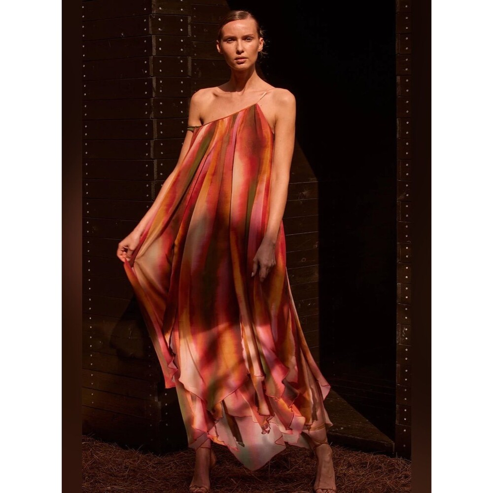 NWT ✨ MISA Shanti Dress Ombré Chiffon Layered Maxi $515